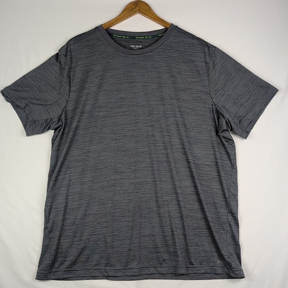 Tek Gear Mens T-Shirt DryTek Crew Tee Heathered Gray Gym Training Knit Size XXL